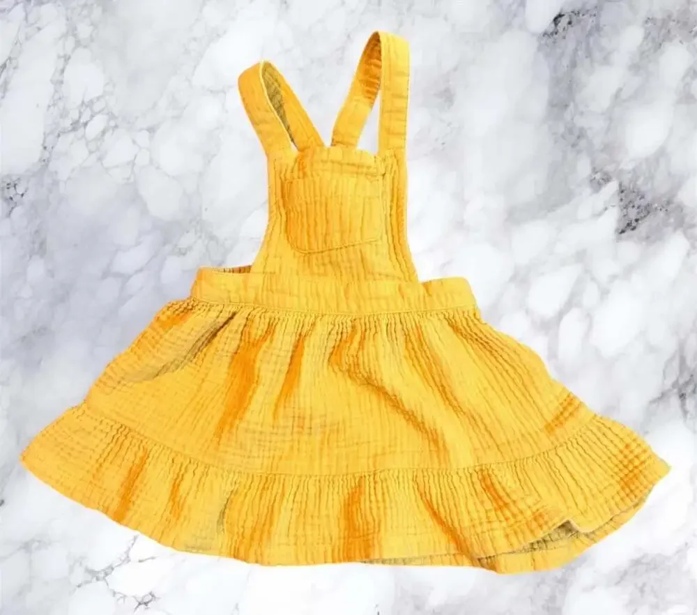 Cat‎ & Jack Toddler Outfit 18M Yellow Pinafore Dress Heart Print Shirt Set